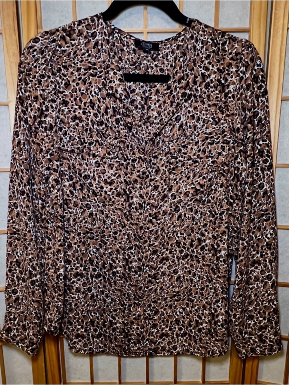Jones New York Signature Leopard Print Ruched Blouse Medium